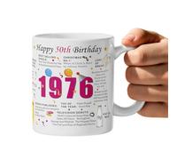 Print A Sock 50th Birthday Mug (2026) - Born in 1976 Facts - Back in 1976 - Unique Gift for Birthday - Keepsake Mug for Him, Her, Friend, Son, Daughter (50th Birthday, Pink)