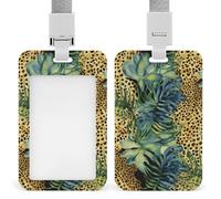 Print Animal Leopard Jungle Id Badge Holder with Breakaway Lanyard Abs Plastic Name Tag Vertical Clear F Ront