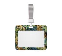 Print Animal Leopard Print Jungle ID Badge Holder with Lanyard ID Card Holders Waterproof Plastic Name Card Case Sliding ID Protector Pouch Name Tag Holders for Office Work Business