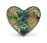 Print Animal Leopard Print Jungle Lapel Pin Cute Custom Button Pin Personalized Heart Brooch Aluminum Alloy Brooch Pins Fashion Exquisite Badge Pins for Hat Bag Suit Tie Wedding Accessories