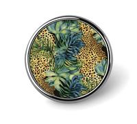 Print Animal Leopard Print Jungle Lapel Pins Metal Pin Badge Personalized Pinback Button Badges Classic Round Badge Recognition Enamel Lapel Pin for Jackets, Backpacks, Bags