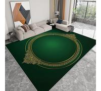 Print Area Rug 60 x 90 cm, Elegant Simple Geometric Circle Rugs Floor Mats - Non-Slip Durable Washable Dark Green Rugs for Bedroom Meditation Room Corridor Minimalist Dining Room Decoration