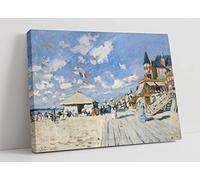 Print Artwork Claude Monet The Boardwalk On The Beach Canvas Wall Art Picture Print - 36 inch wide x 24 inch high (Frame Depth 30mm)
