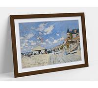 Print Artwork Claude Monet The Boardwalk On The Beach Framed Wall Art Print Picture - A1 - Walnut Frame