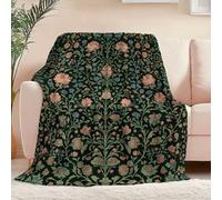 Print Blanket Green Gifts Blankets Soft Cozy Fleece Plush Warm Flannel Bedding William Morris Vines Leaves Theme Perfect Home Decor for Girls Kids Adults Couch Travel 70 x 100 cm (28" x 40")