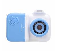 Print Camera, 2.4 Inch IPS HD Screen Double Lens Print Camera Flash Travel (Blue and White)