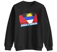 Print Cartel Antigua and Barbuda Flag Country Kids Sweatshirt Unisex Casual Crewneck Pullover Fit Souvenir Clothing for Boys and Girls, 7-8 Years, Black