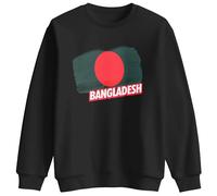 Print Cartel Bangladesh Flag Sweatshirt Country Kids Crewneck Unisex Casual Pullover Souvenir Clothing for Boys Girls, 9-11 Years, Black