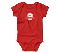 Print Cartel Canada Babygrow Suit Canadian Flag Baby Bodysuit Infant for Baby Boys and Girls One Piece Outfit Maple Leaf for Newborn, 12-18 Months, Red