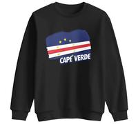 Print Cartel Cape Verde Flag Sweatshirt Country Kids Crewneck Unisex Casual Pullover Souvenir Clothing for Boys Girls, 12-13 Years, Black