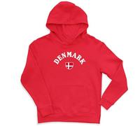 Print Cartel Denmark Hoodies for Kids Flag Badge Design Gift Idea for Boys and Girls Denmark Football Hoodies Danish Culture Apparel, 5-6 Years, Red
