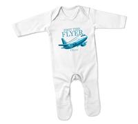 Print Cartel First Time Flyer Blue Romper Suit Charming Baby Outfit Cozy One Piece Cute Travel Design Comfortable Sleepsuit Gift for Babies, 0-3 Months, White