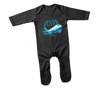 Print Cartel First Time Flyer Blue Romper Suit Charming Baby Outfit Cozy One Piece Cute Travel Design Comfortable Sleepsuit Gift for Babies, 0-3 Months, Black