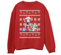 Print Cartel Goat Christmas Sweater for Kids Festive Farm Animals Christmas Sweatshirt Ugly Xmas Jumper for Boys and Girls, 9-11 Years, Red