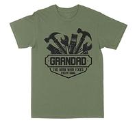 Print Cartel Grandad The Man Who Fixes Everything T Shirt, Funny Tshirt for Grandad Grandpa Papa Gifts Mens Birthday Top, M, Military Green