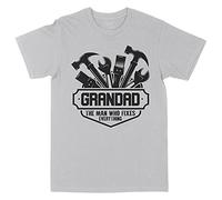 Print Cartel Grandad The Man Who Fixes Everything T Shirt, Funny Tshirt for Grandad Grandpa Papa Gifts Mens Birthday Top, L, Sport Grey
