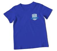 Print Cartel Greece Kids T Shirt Greek Football Heritage Apparel Flag Badge Design Comfortable Casual Wear Gift Idea for Boys and Girls, 7-8 Years, Royal