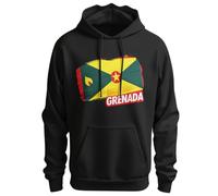 Print Cartel Grenada Country Flag Hooded Sweatshirt Men Women Grenada National Flag Sport Hoody Adults, XL, Black