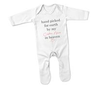 Print Cartel Hand Picked From Heaven Romper Suit Customised Babywear Charming One Piece Romper Unique Baby Outfit Cozy Keepsake Sleepsuit, 0-3 Months, White