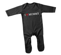 Print Cartel I Love Mummy Romper Suit Mummys Little One Romper I Love Mum Baby Romper Best Mummy Ever Design Perfect for Babies, 3-6 Months, Black