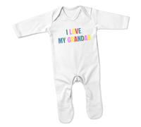 Print Cartel I Love My Grandad Romper Suit Charming Baby Outfit Best Ever Grandad Design Cute Graphic One Piece gift for Babies, 3-6 Months, White