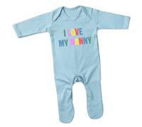 Print Cartel I Love My Nanny Romper Suit Charming Baby Outfit Cute Heritage Apparel Sweet Graphic One Piece gift for Babies, 3-6 Months, Light Blue