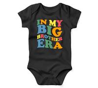 Print Cartel In My Big Brother Era Babygrow Suit Adorable Baby Onesie Big Brother Quote Cute Graphic Outfit gifts for Babies, 6-12 Months, Black