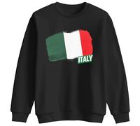 Print Cartel Italy Flag Sweatshirt Kids Sweatshirt Unisex Casual Crewneck Pullover Fit Souvenir Clothing for Boys and Girls, 7-8 Years, Black