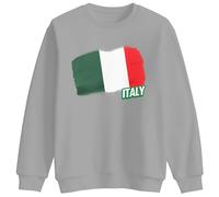Print Cartel Italy Flag Sweatshirt Kids Sweatshirt Unisex Casual Crewneck Pullover Fit Souvenir Clothing for Boys and Girls, 5-6 Years, Sport Grey