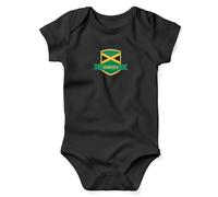 Print Cartel Jamaica Babygrow Suit Gift Idea for Baby Boys and Girls Jamaican Flag Badge Cute Reggae Inspired Baby Suit Heritage Apparel, 0-3 Months, Black