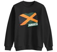 Print Cartel Jamaica Flag Country Kids Sweatshirt Unisex Casual Crewneck Pullover Fit Souvenir Clothing for Boys and Girls, 7-8 Years, Black
