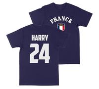 Print Cartel Kids Custom France Football T Shirt French Personalised Name and Number Français Top, 7-8 Years, Navy