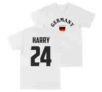 Print Cartel Kids Custom Germany Football T Shirt German Deutschland Personalised Name and Number Top, 7-8 Years, White