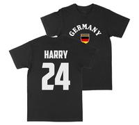 Print Cartel Kids Custom Germany Football T Shirt German Deutschland Personalised Name and Number Top, 7-8 Years, Black