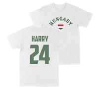 Print Cartel Kids Custom Hungary Football T Shirt Magyarország Personalised Name and Number Hungarian Top, 7-8 Years, White