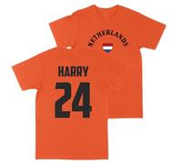 Print Cartel Kids Custom Netherlands Football T Shirt Dutch Personalised Name and Number Top, 7-8 Years, Orange