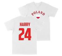 Print Cartel Kids Custom Poland Football T Shirt Polish Polska Personalised Name and Number Top, 7-8 Years, White