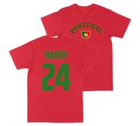 Print Cartel Kids Custom Portugal Football T Shirt Portugese Personalised Name and Number Top, 7-8 Years, Red