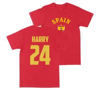 Print Cartel Kids Custom Spain Football T Shirt España Personalised Name and Number Spanish Top, 7-8 Years, Red