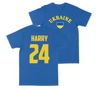 Print Cartel Kids Custom Ukraine Football T Shirt Ukrainian Personalised Name and Number Top, 7-8 Years, Royal