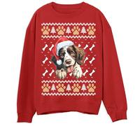 Print Cartel Kids Springer Spaniel Christmas Sweater Cute Dog Design Ugly Xmas Pullover Festive Holiday Sweatshirt, 9-11 Years, Red