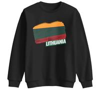 Print Cartel Lithuania Flag Sweatshirt Kids Sweatshirt Unisex Casual Crewneck Pullover Fit Souvenir Clothing for Boys and Girls, 7-8 Years, Black