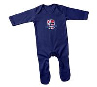 Print Cartel Norway Romper Suit Norwegian Inspired Baby Bodysuit Heritage Football Romper Flag Badge Gift Idea for Newborn Babies, 3-6 Months, Navy
