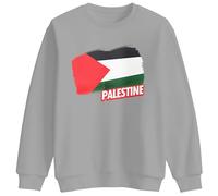 Print Cartel Palestine Flag Sweatshirt Country Kids Crewneck Unisex Casual Pullover Souvenir Clothing for Boys Girls, 3-4 Years, Sport Grey