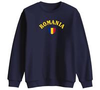 Print Cartel Romania Kids Sweater Romania Football Sweatshirt Romanian Flag Badge Kids Gift Romanian Apparel Sweater, 7-8 Years, Navy