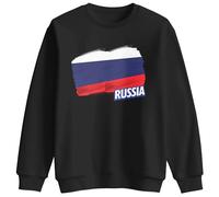 Print Cartel Russia Flag Sweatshirt Kids Sweatshirt Unisex Casual Crewneck Pullover Fit Souvenir Clothing for Boys and Girls, 5-6 Years, Black