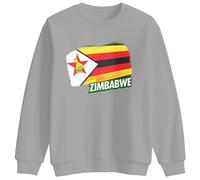 Print Cartel Zimbabwe Flag Sweatshirt Country Kids Crewneck Unisex Casual Pullover Souvenir Clothing for Boys Girls, 5-6 Years, Sport Grey