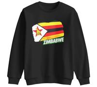 Print Cartel Zimbabwe Flag Sweatshirt Country Kids Crewneck Unisex Casual Pullover Souvenir Clothing for Boys Girls, 7-8 Years, Black