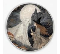 Print Circle Rug Living Room Black, Witch Ghost Moon Love Non-Shedding Thin Home Decor Round Rug for Children's Room - Extra Large 120 cm