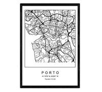 Print city map Porto Nordic style black and white. Poster A4 Printed paper No 250 gr. Paintings, prints and posters for living room and bedroom